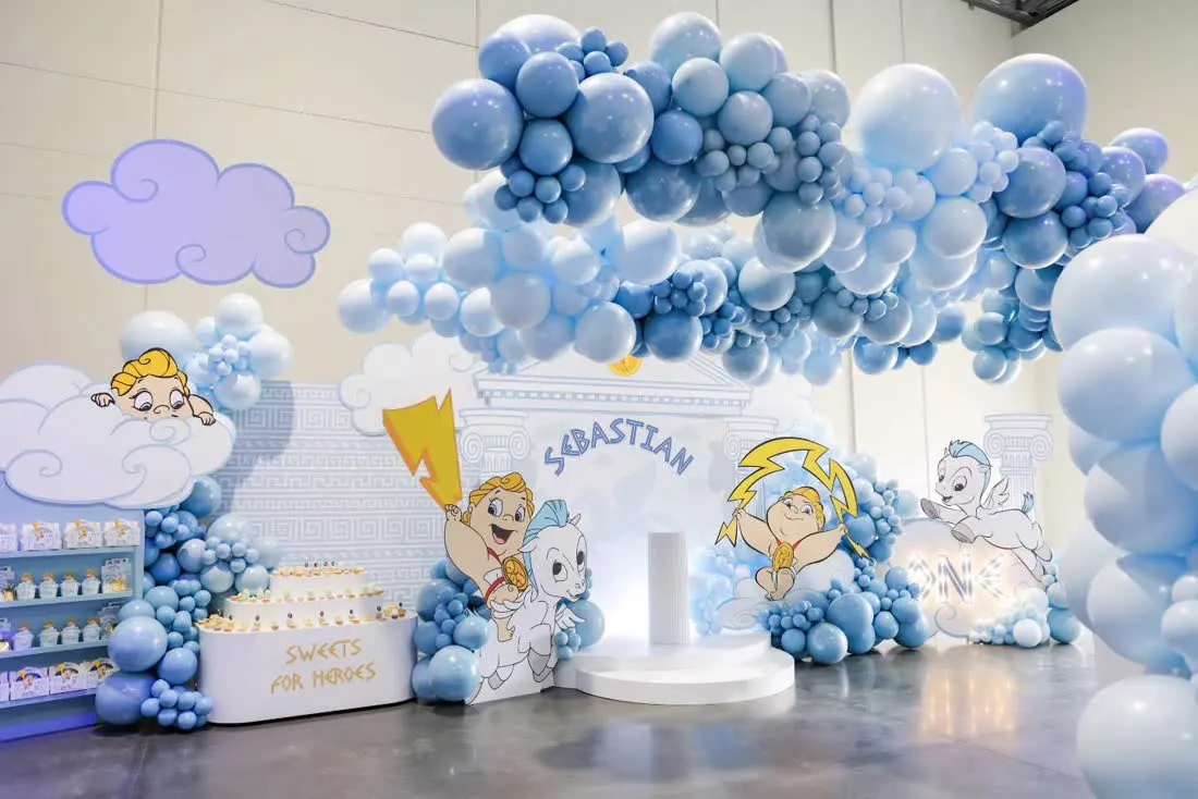 Cloud themed first birthday with custom character cutouts
